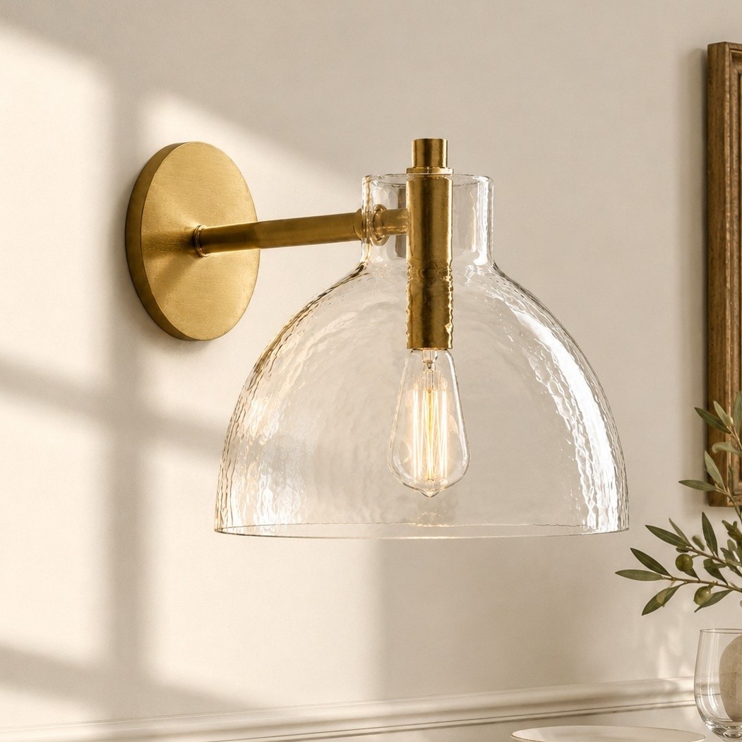 Keen Farmhouse Cooper Recycled Glass Dome Sconce