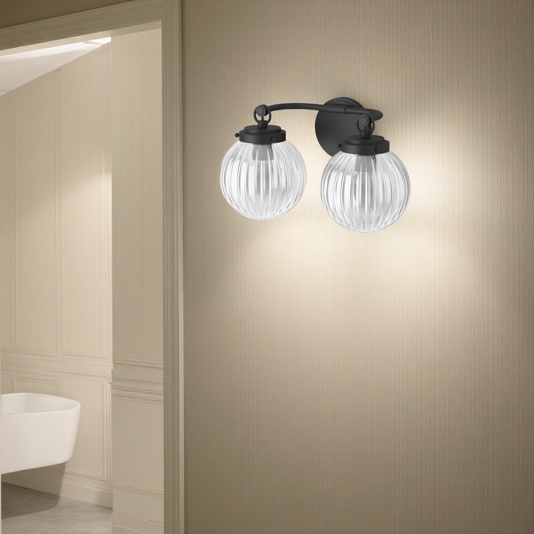 Briar Rustic Cooper Ribbed Glass Globe Sconce