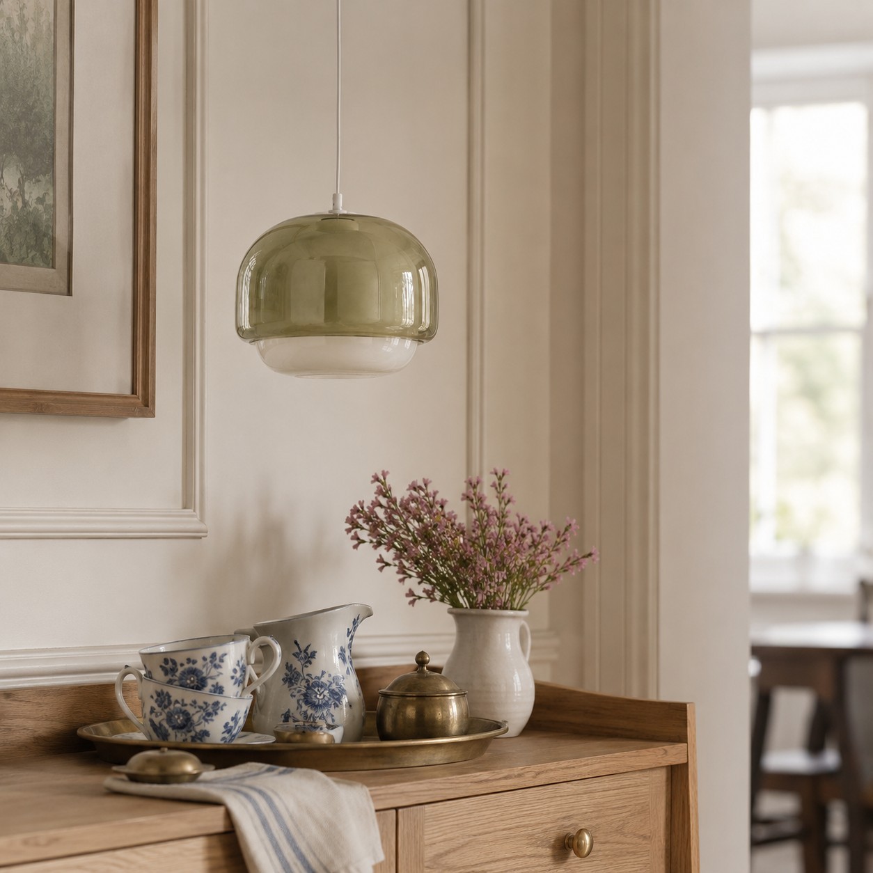 Vexlynn Scandinavian Round Dual-Layer Tinted Glass Pendant Light