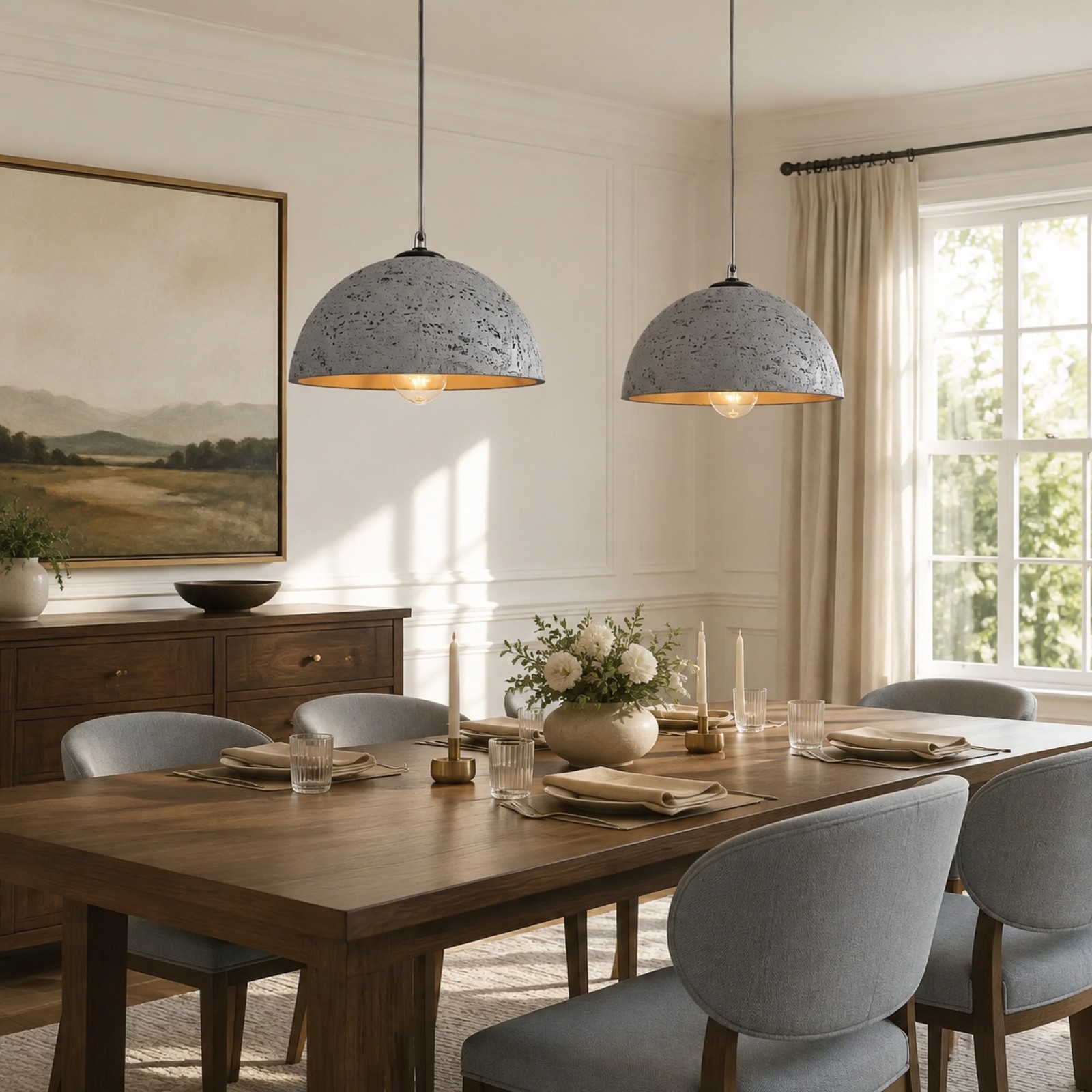 Luran Wabi Sabi Dome Stone Pendant Light