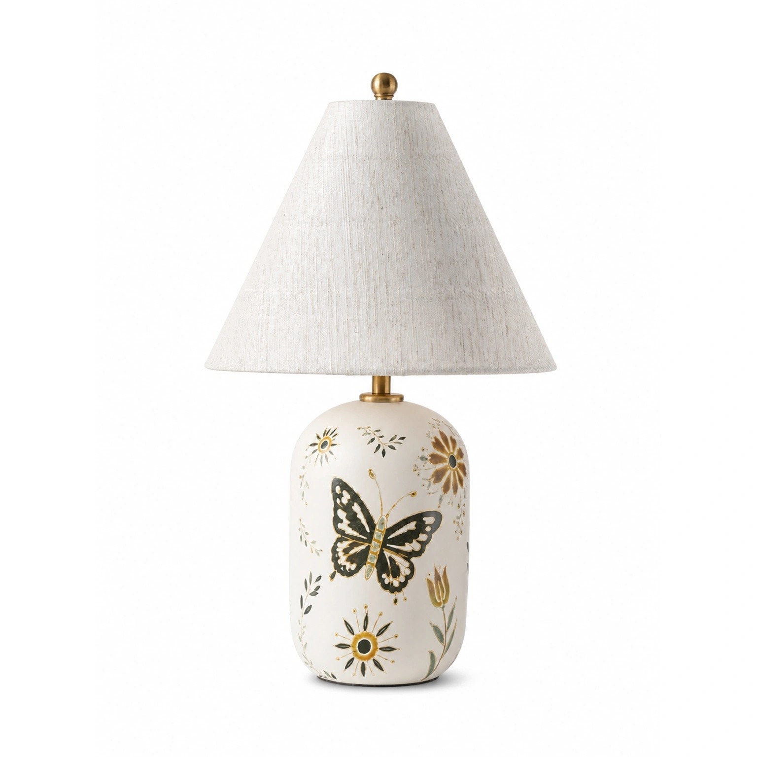 Thalira Vintage Ceramic Linen Table Lamp