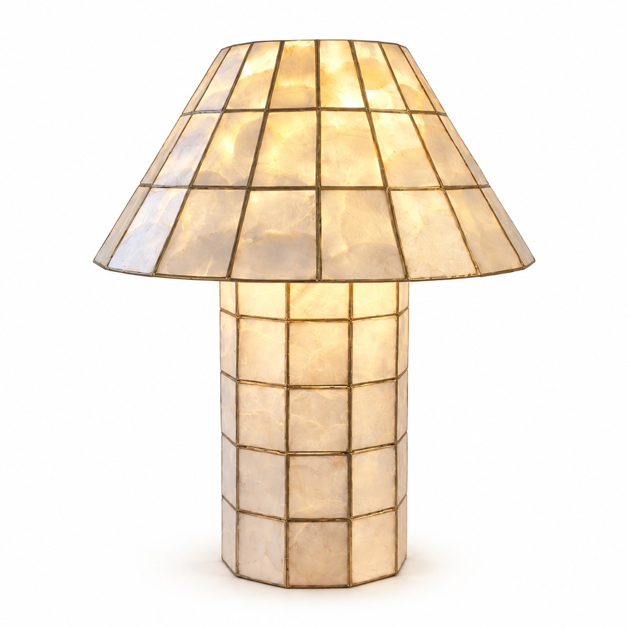 Eames Vintage Hand-Inlaid Natural Shell Mosaic Table Lamp