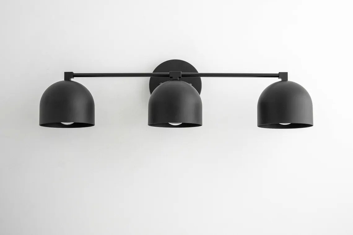 Astair Nordic Metal Deep Dome Vanity Wall Sconce in Rustic Brass
