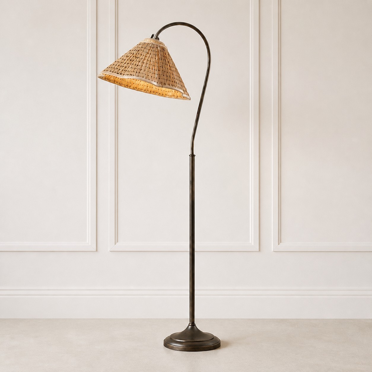 Maelis Vintage Pleated Shade Gooseneck Floor Light