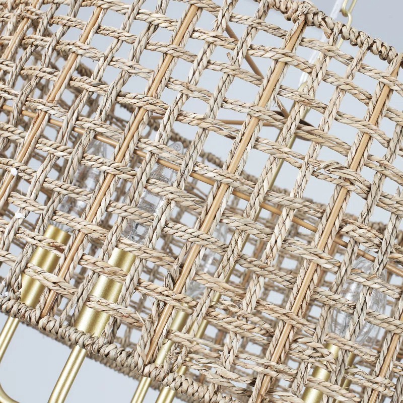 Arlo Bohemian 5 Light Natural Rattan Drum Chandelier