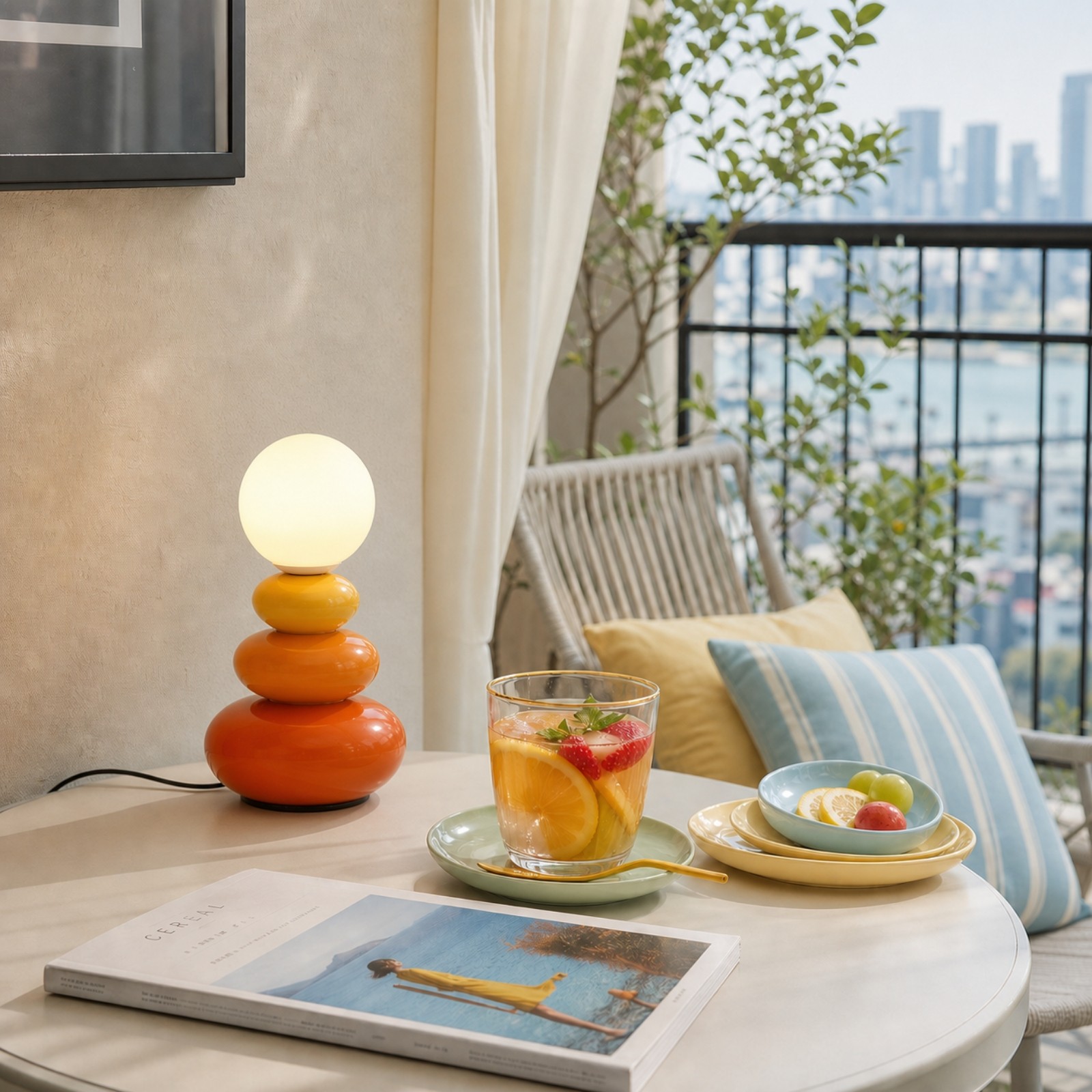 Paloma Small Ceramic USB LED Art Deco Table Lamp