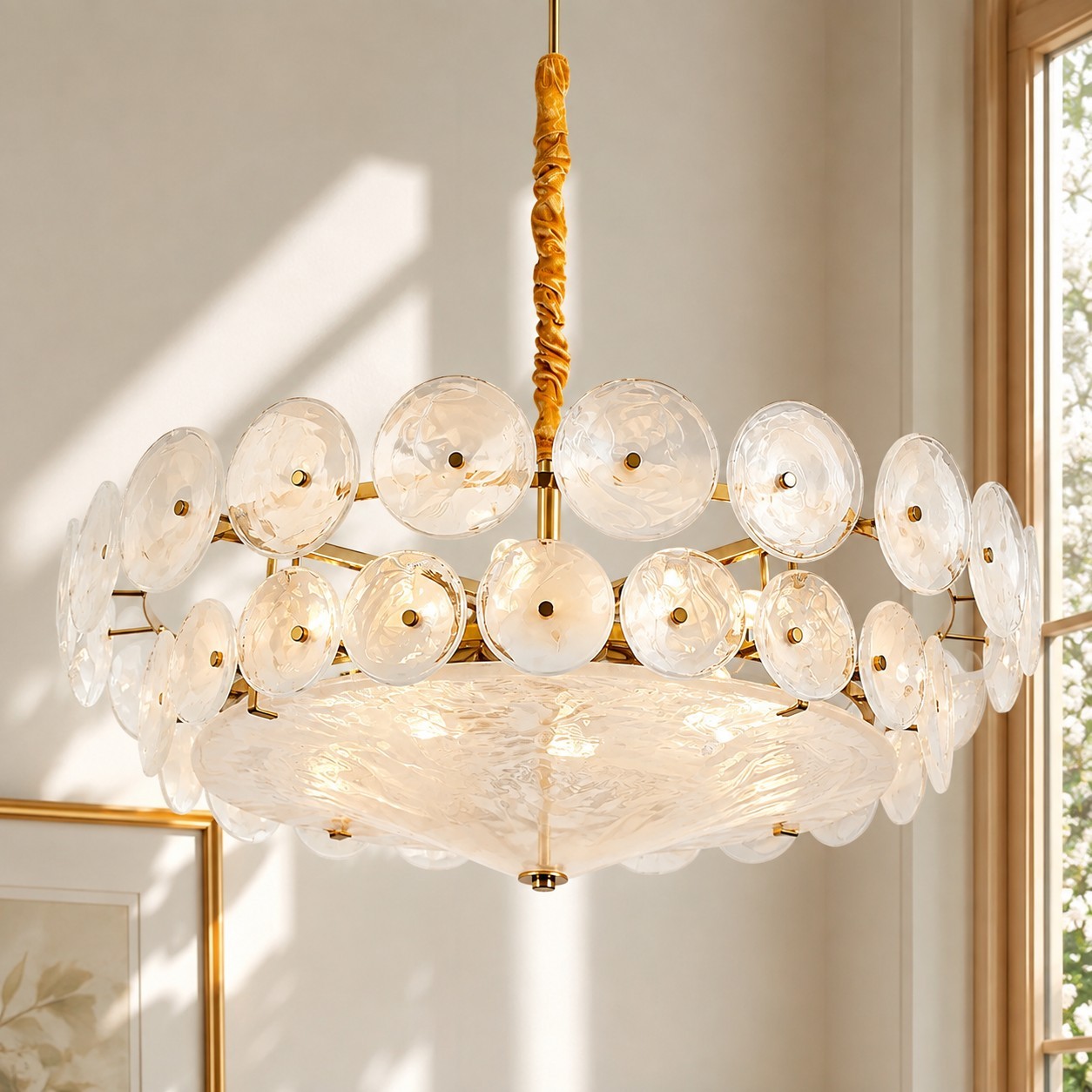 Harold Vintage Design-Forward Color Glass  Chandelier