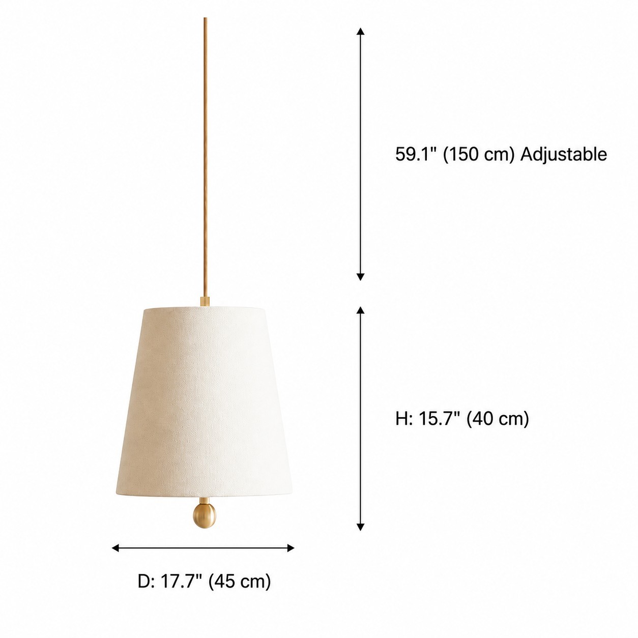Audrey Modern Gold Accent White Fabric Cone Pendant Light
