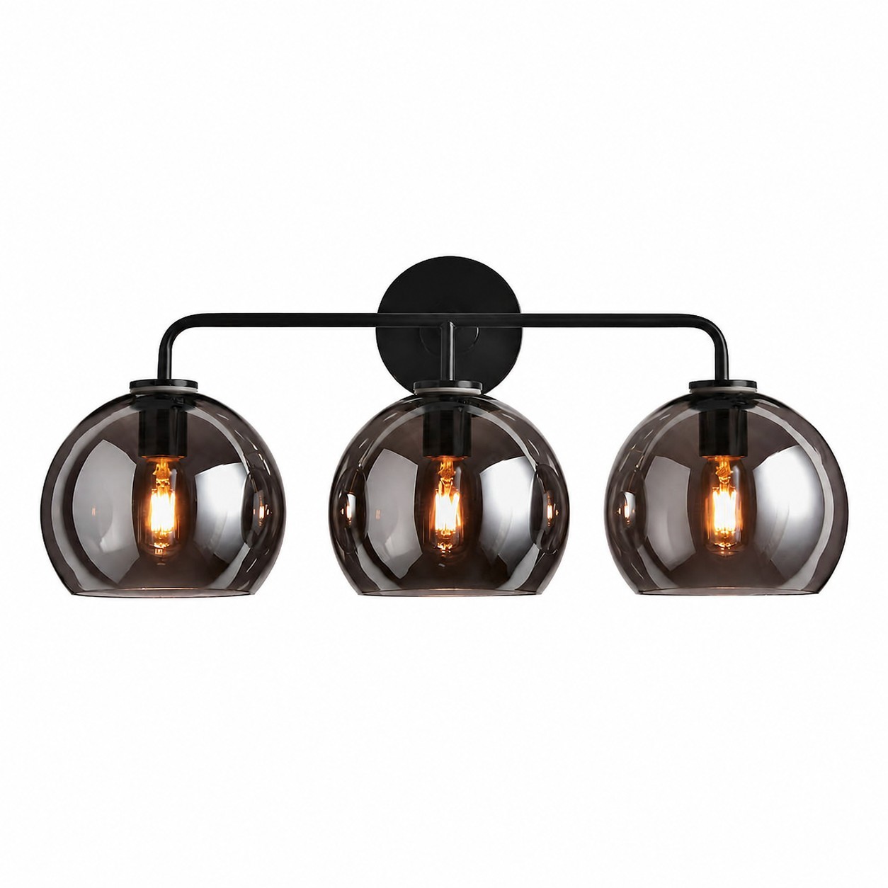 Konig Minimalist 3-Light Round Shade Brass Glass Wall Light