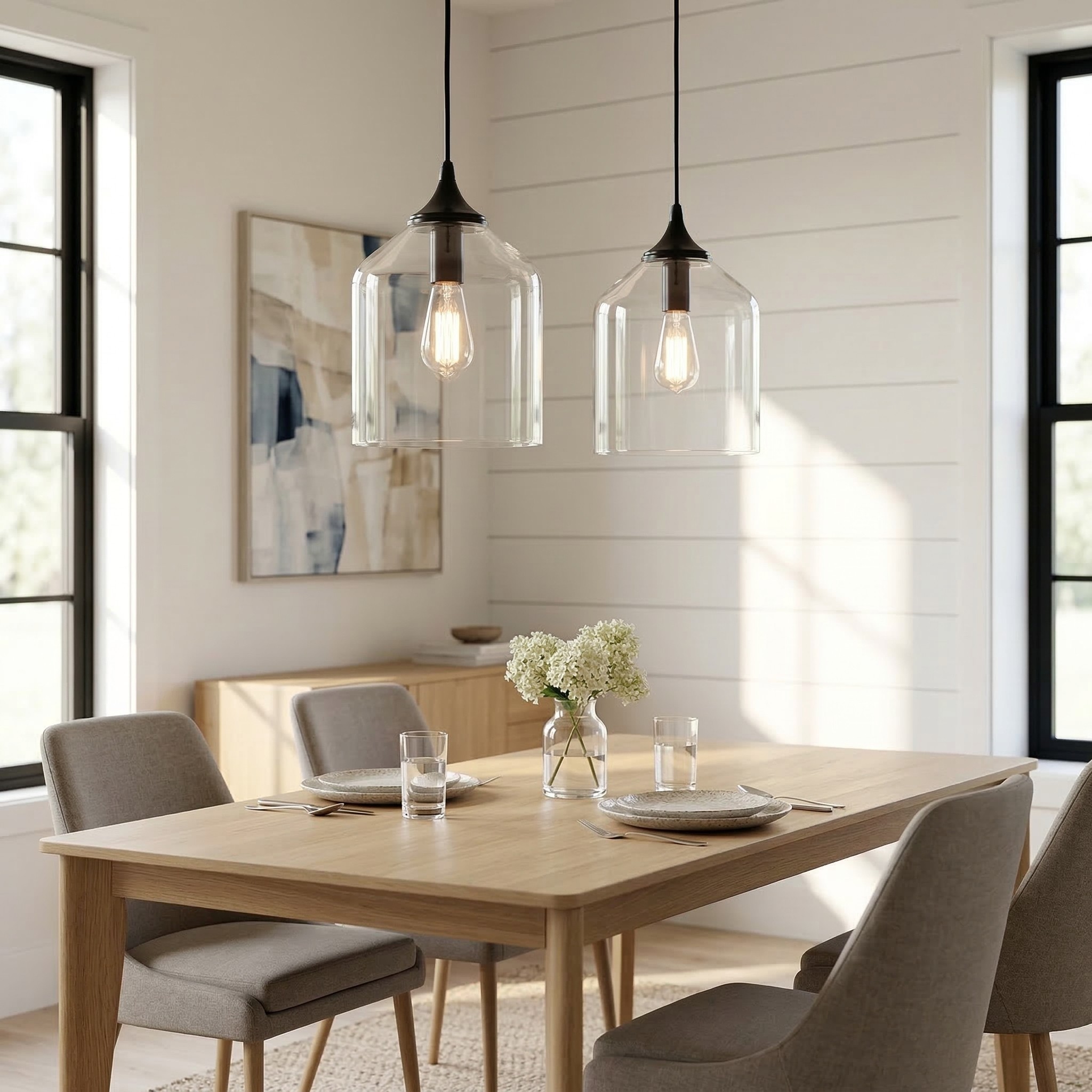 Declan Modern Bell Shaped Glass Pendant Light
