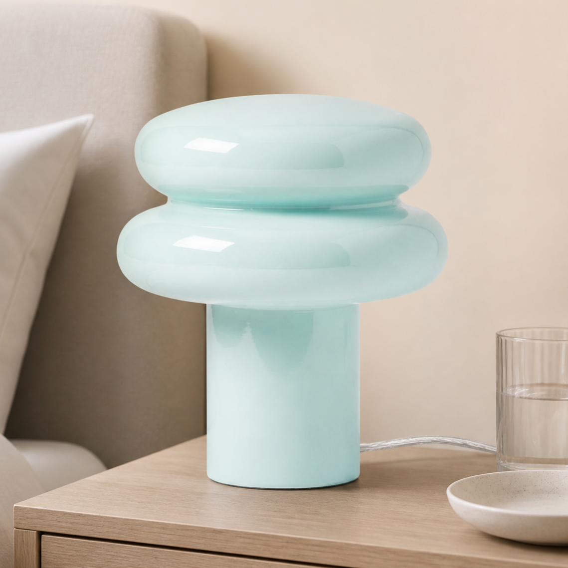 Nymeros Scandinavian Glass Mushroom Table Lamp
