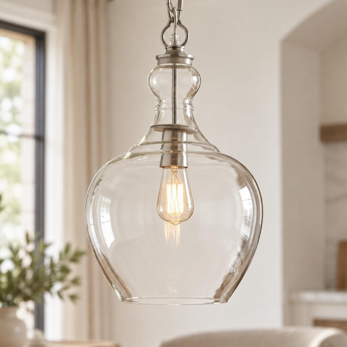 Yates Industrial Clear Glass Pendant Light
