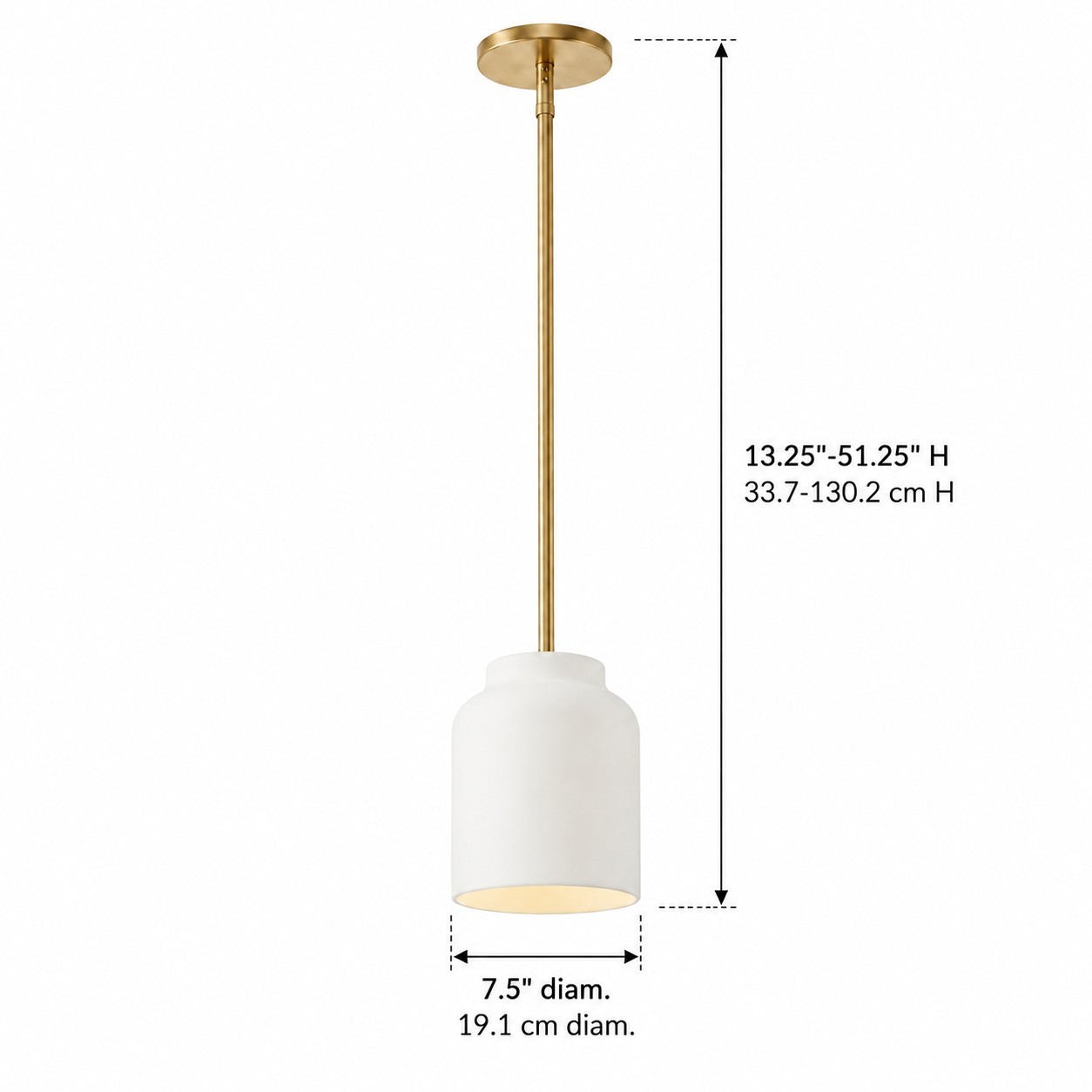 Drilon Modern Brass Rod Glass Shade Pendant Light