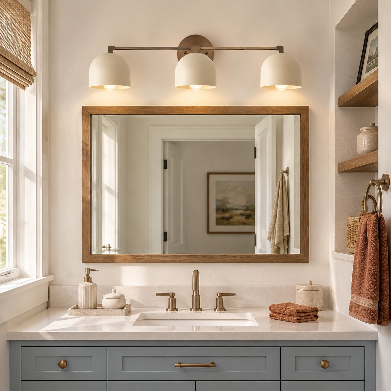 Astair Nordic Metal Deep Dome Vanity Wall Sconce in Rustic Brass