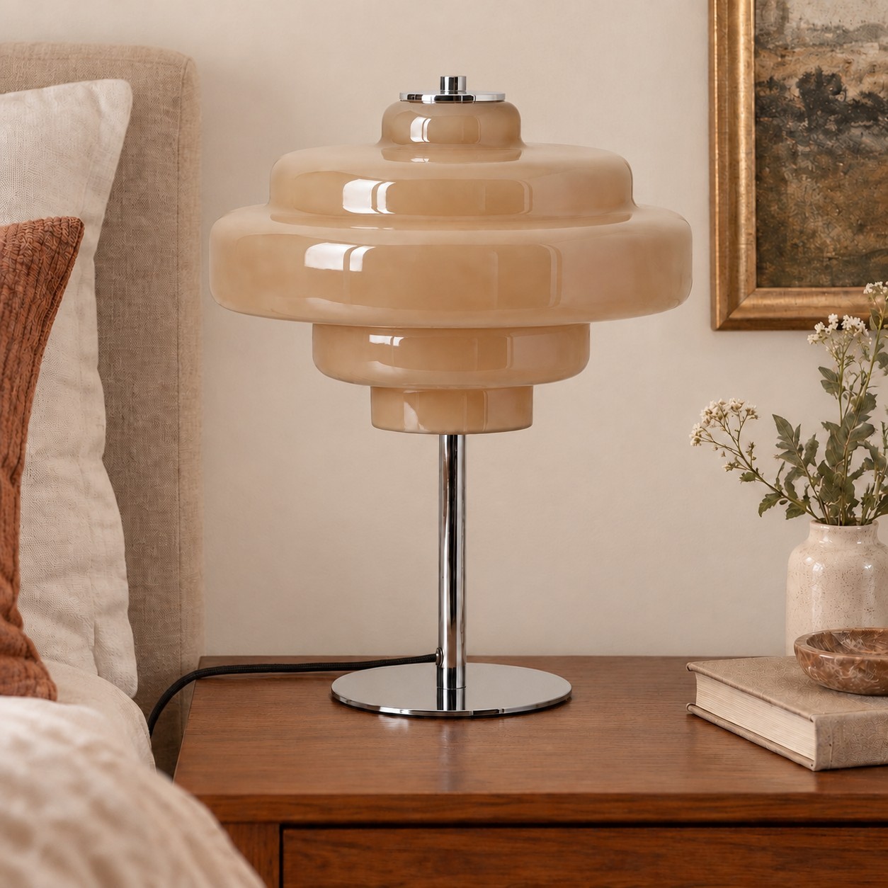 Yves Retro Multiple Colors Tiered Glass Table Lamp
