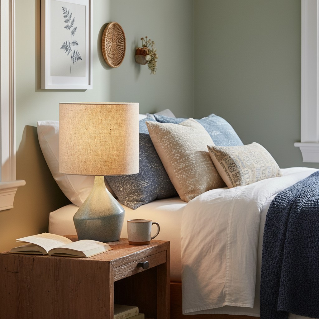 Daphne Vintage Ceramic Linen Shade Table Lamp