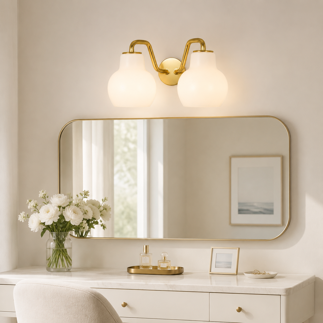 Aryahi Nordic Curved Brass Glass Wall Sconce