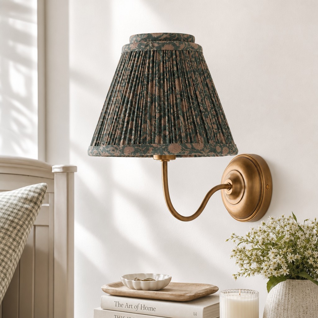 Fenwick Vintage Pleated Pattern Fabric Shade Wall Sconce