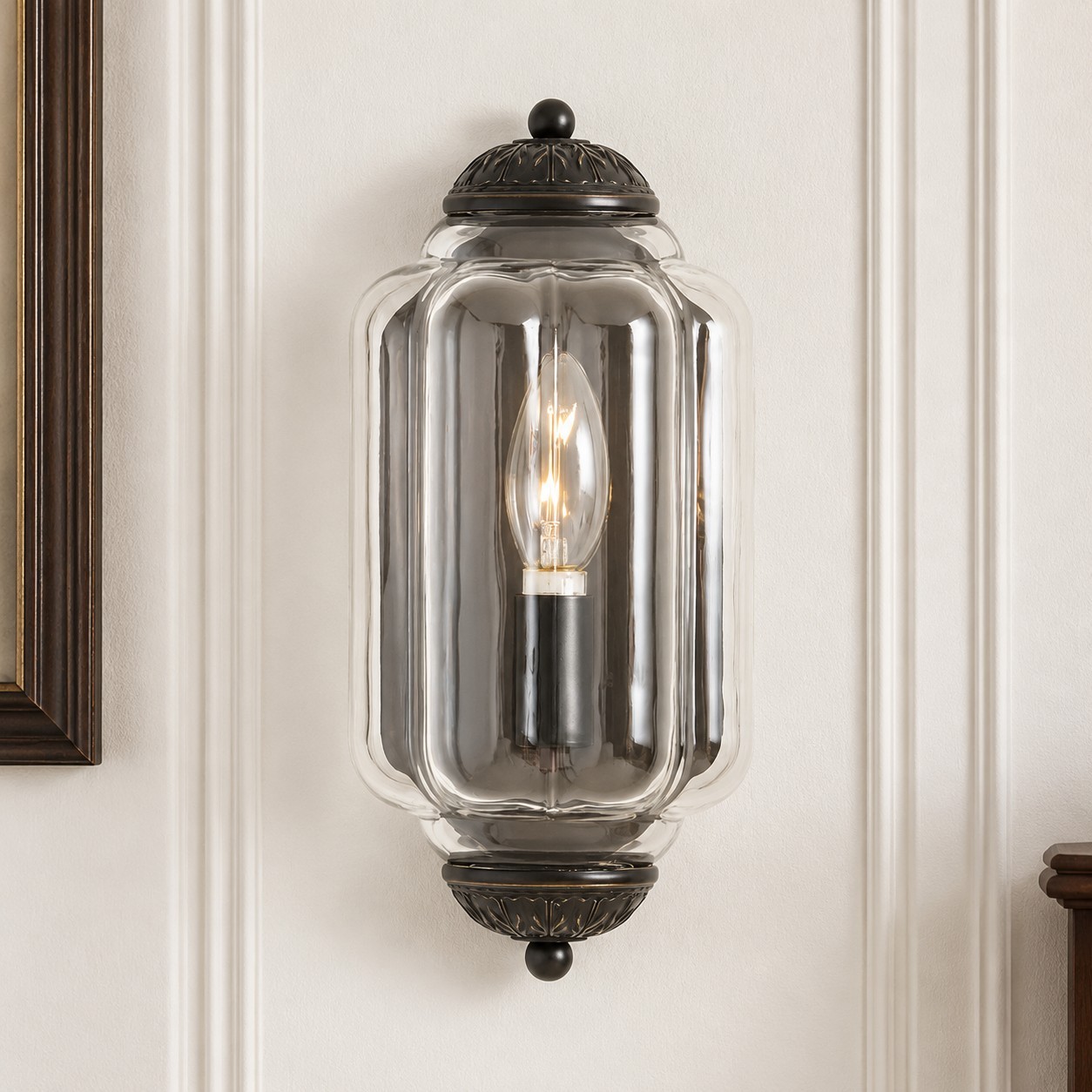 Michael Vintage Eloise Milk Glass Flush Wall Light