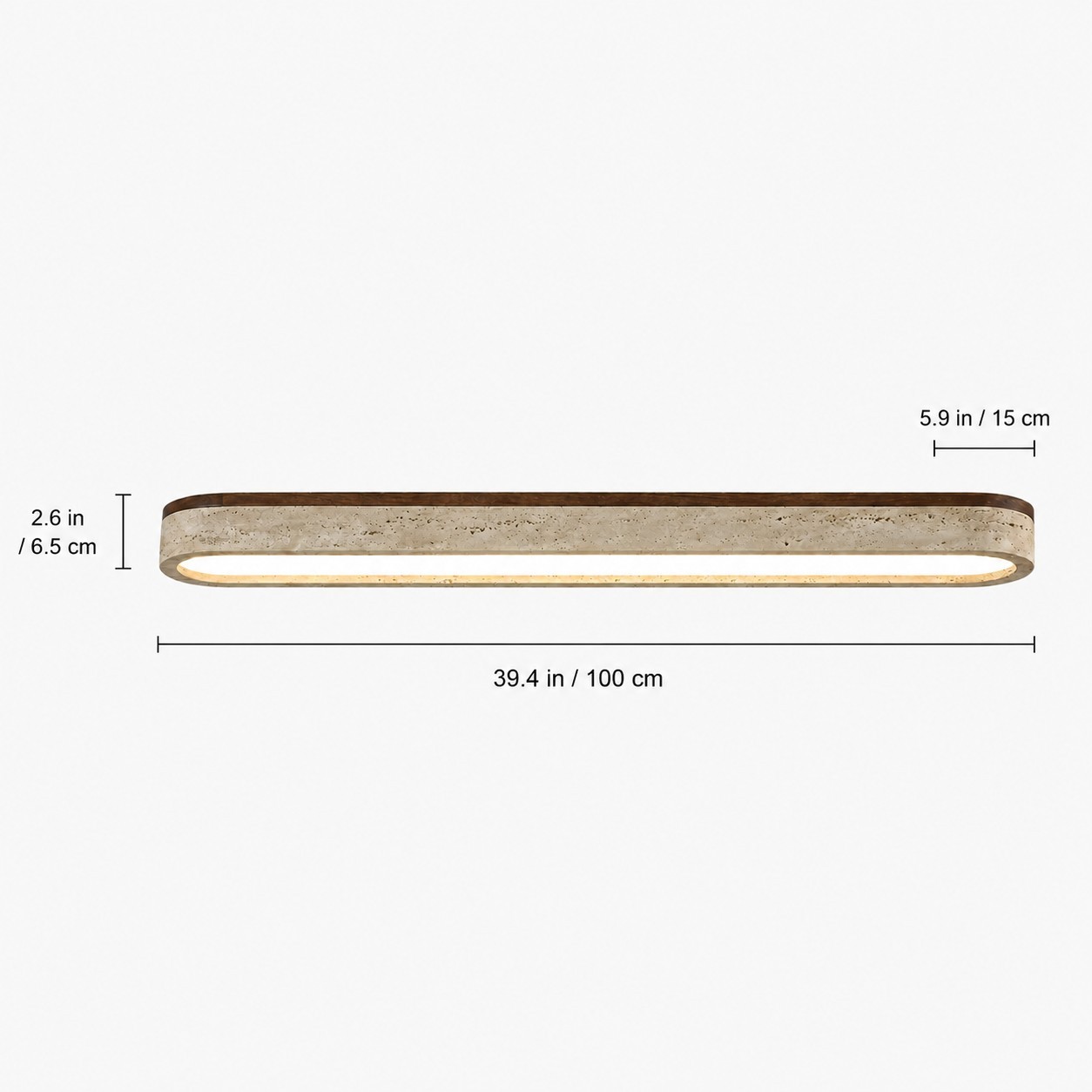 Samue Travertine Wood Linear LED Flush Mount Ceiling Light
