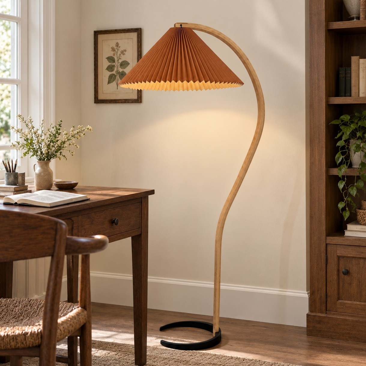 Anamika Vintage Mid Century Wooden Floor Lamp