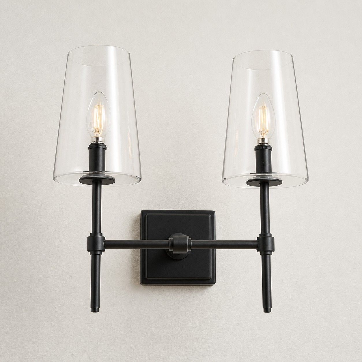 Murano Farmhouse Clear Glass Vanity Wall Sconce