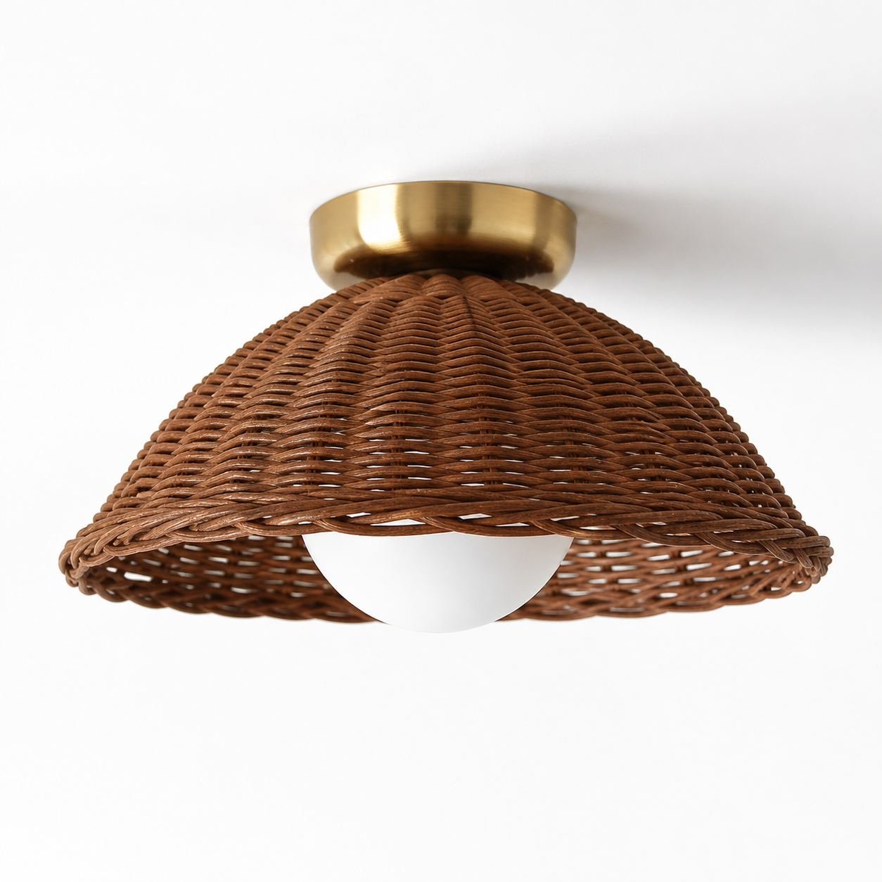 Allyson Farmhouse Rattan Flush Mount Ceiling Light