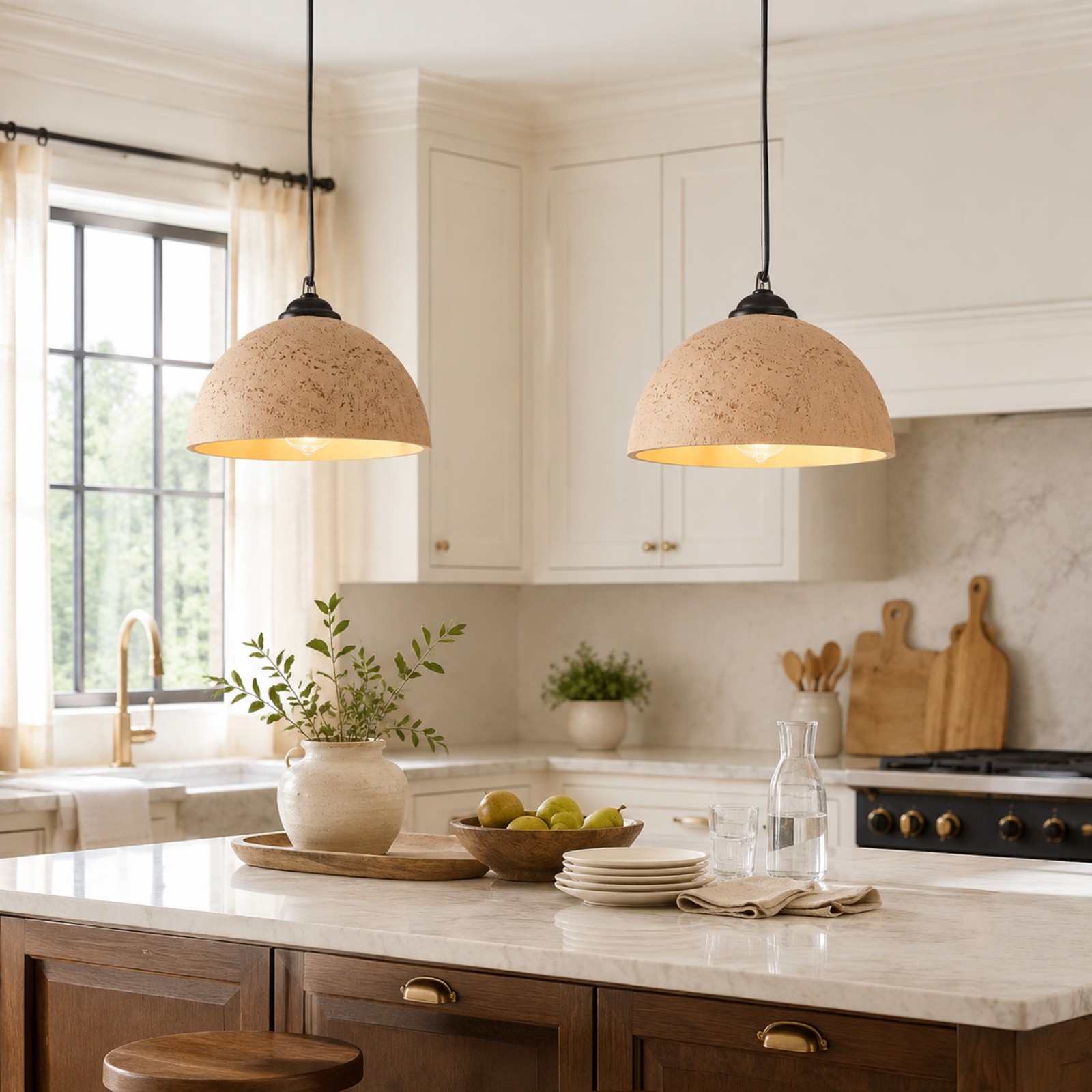 Luran Wabi Sabi Dome Stone Pendant Light