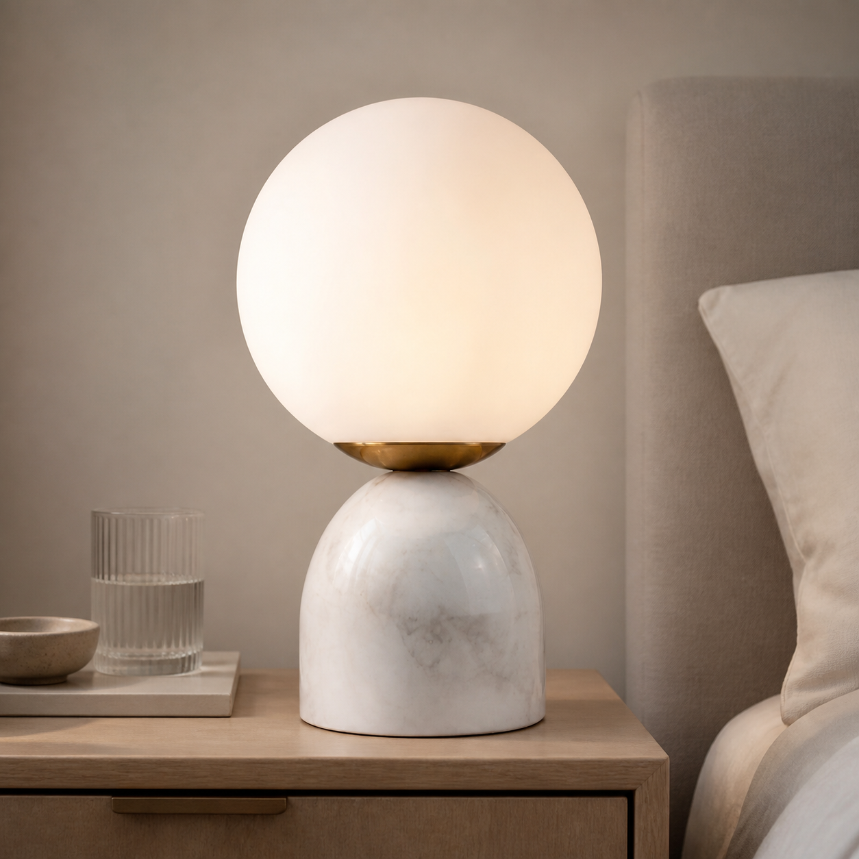 Aalia Nordic Small Marble Glass Orb Table Lamp
