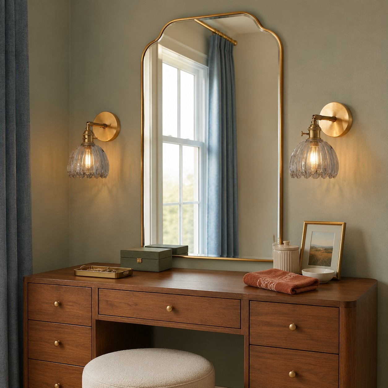 Elara Vintage Glass Tulip Sconce