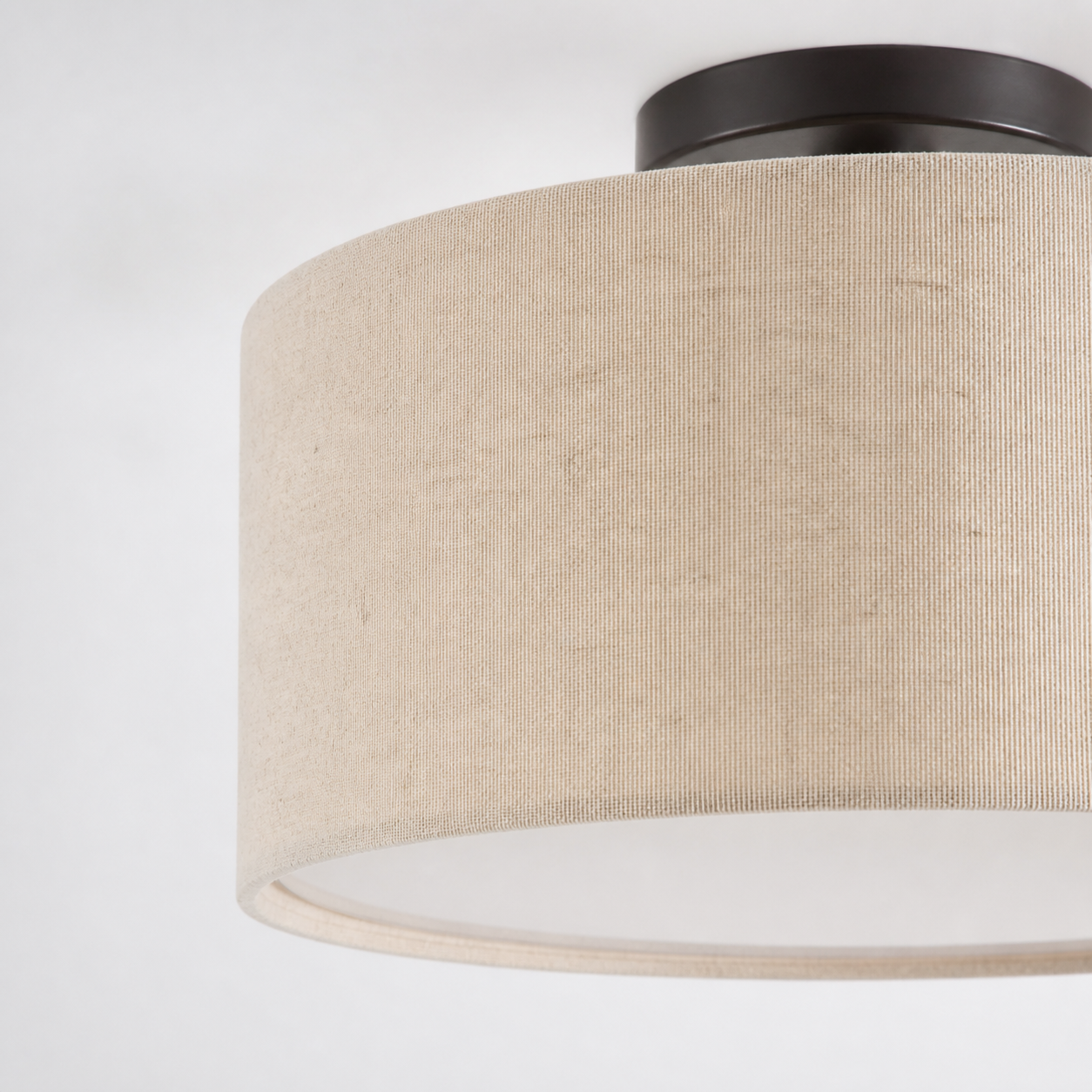 Joram White Linen Drum Ceiling Light