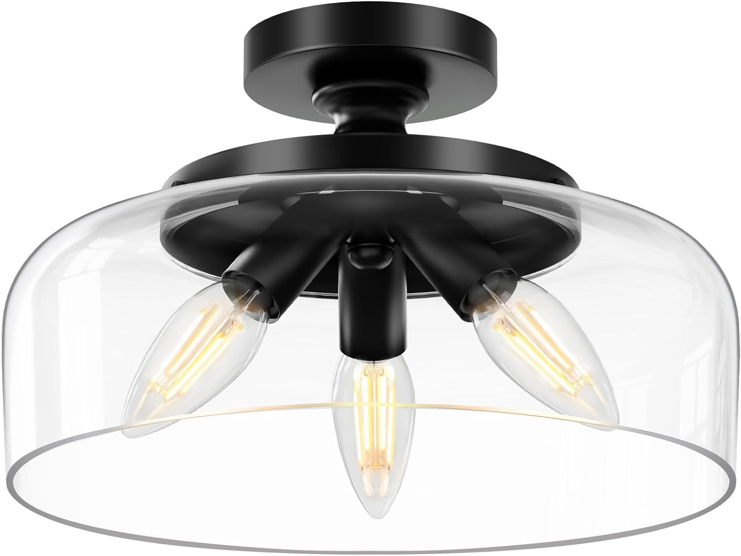 Santos Vintage Hand Carved Floral Clear Glass Semi Flush Mount Ceiling Light