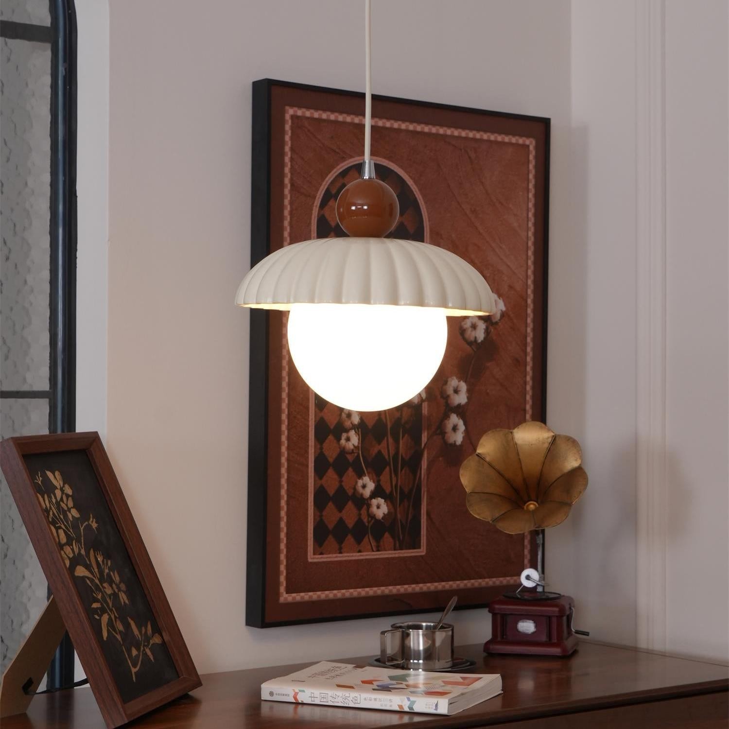 Brynley Cream Style Glass Flower Pendant Light