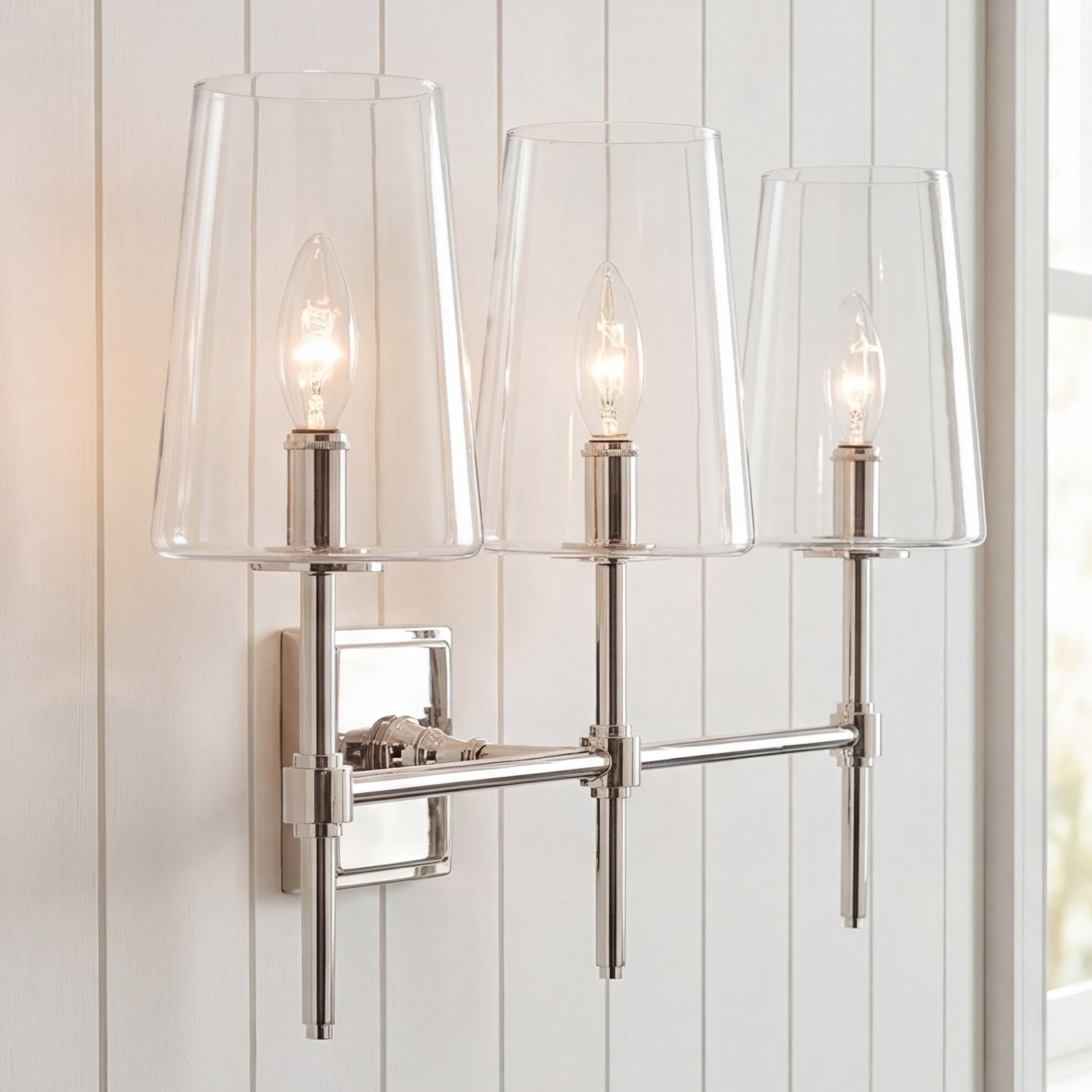 Murano Farmhouse Clear Glass Vanity Wall Sconce