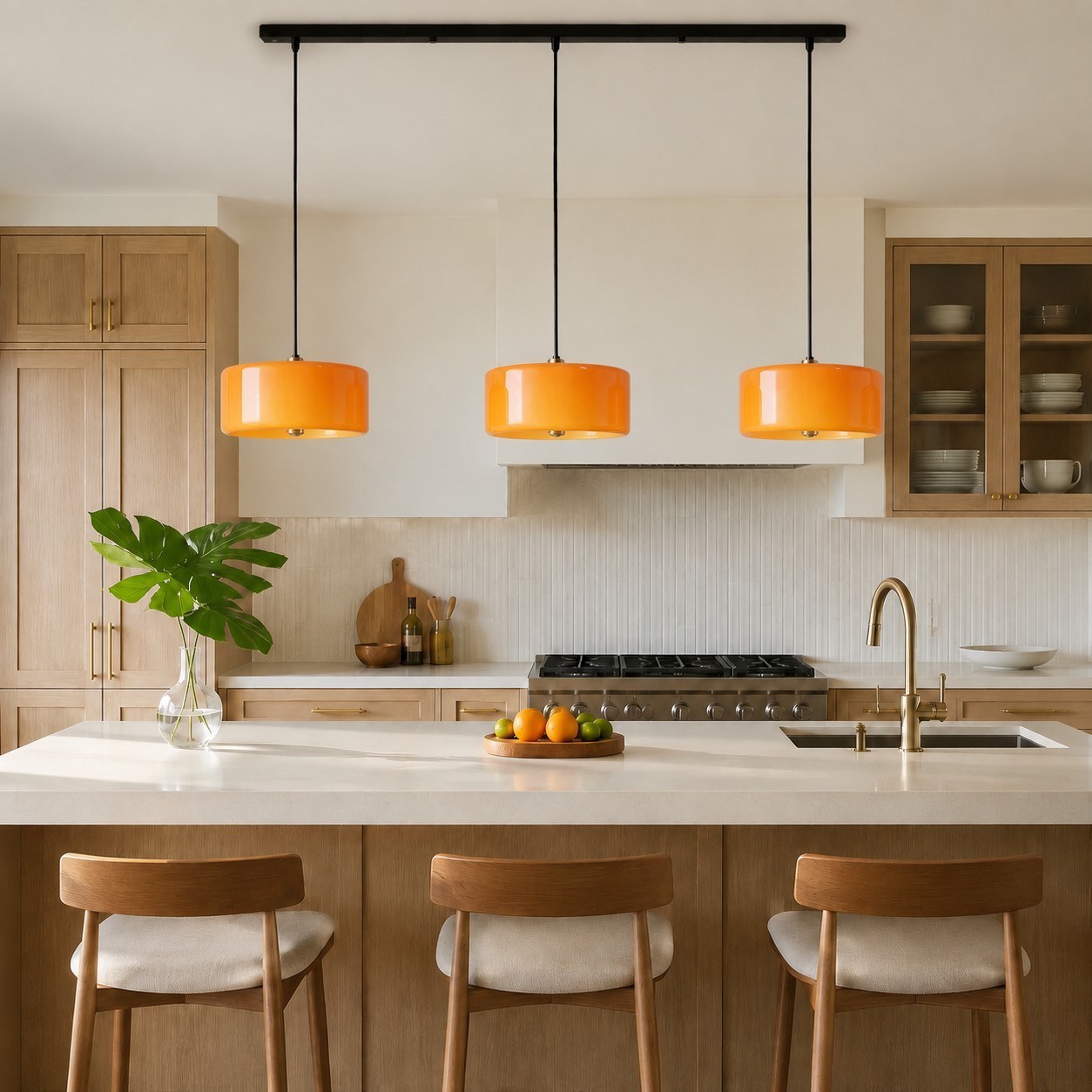 Xavier Modern Glossy Ceramic Drum Pendant Light