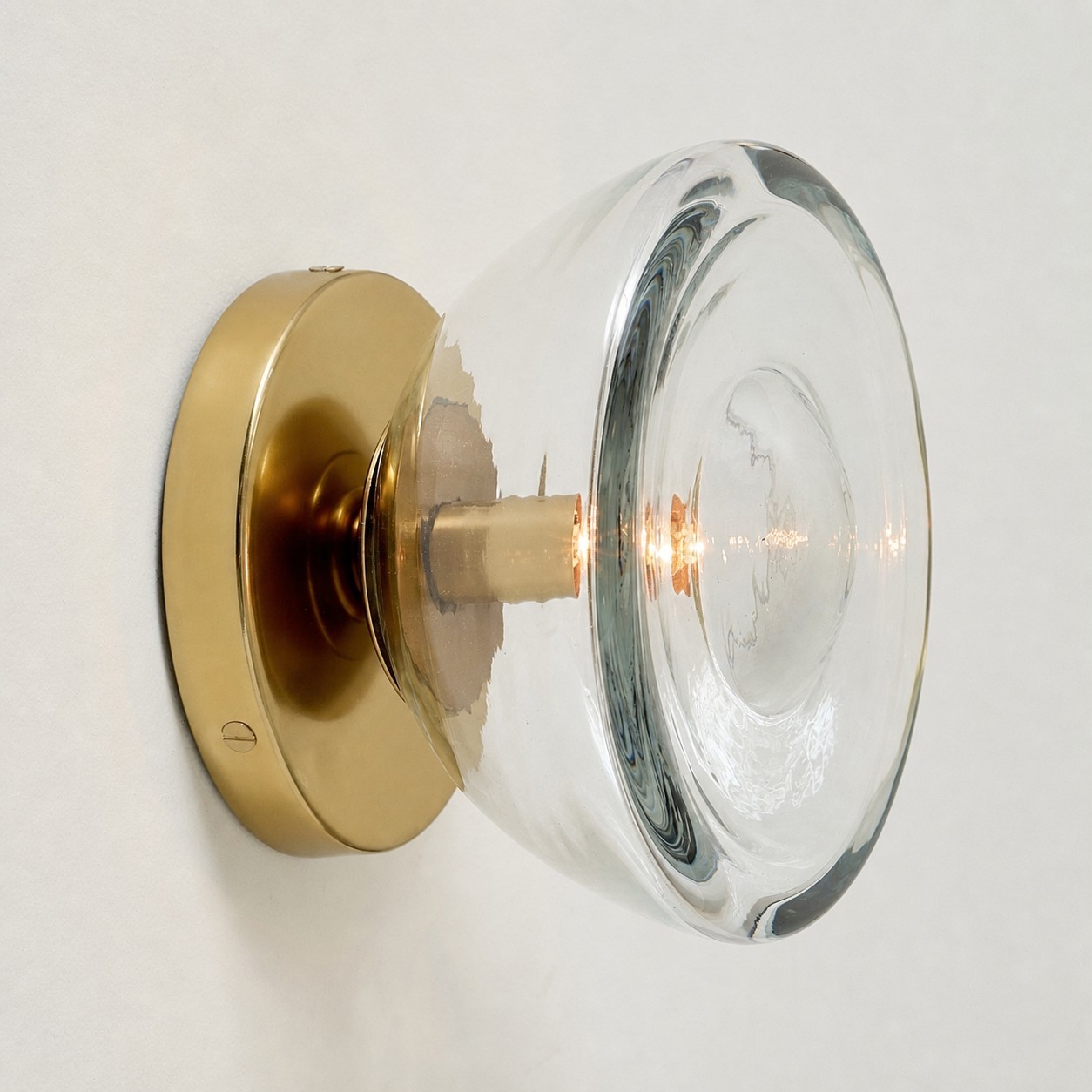 Brenna Modern Brass Cast Glass Dome Flush Mount & Wall Sconce