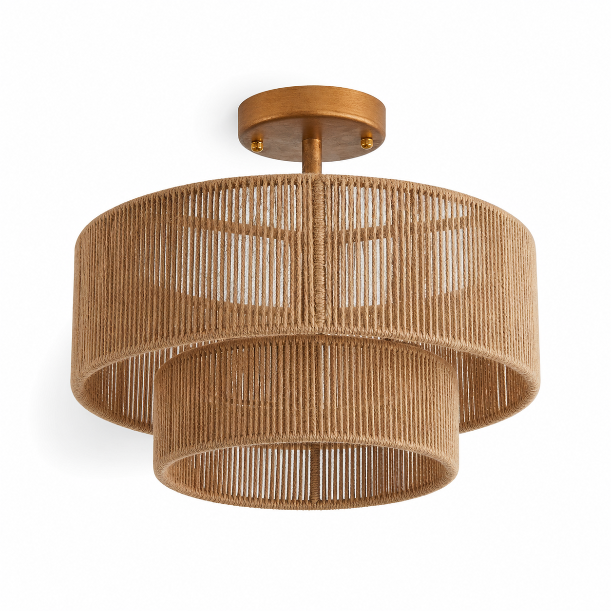 Ivon Handwoven Jute Rope Double Drum Ceiling Light