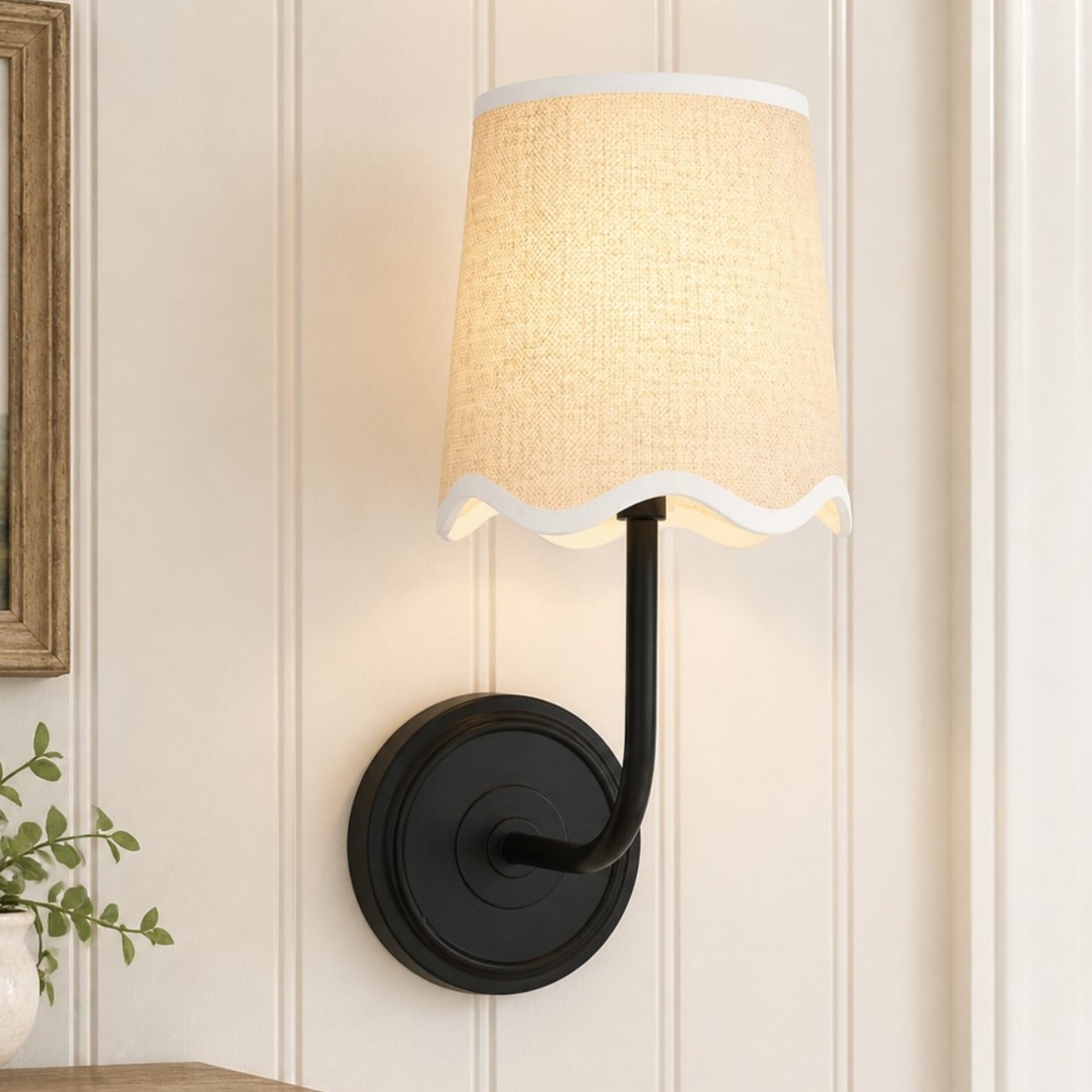 Marcus Modern Cone Fabric Shade Curved Arm Wall Sconce