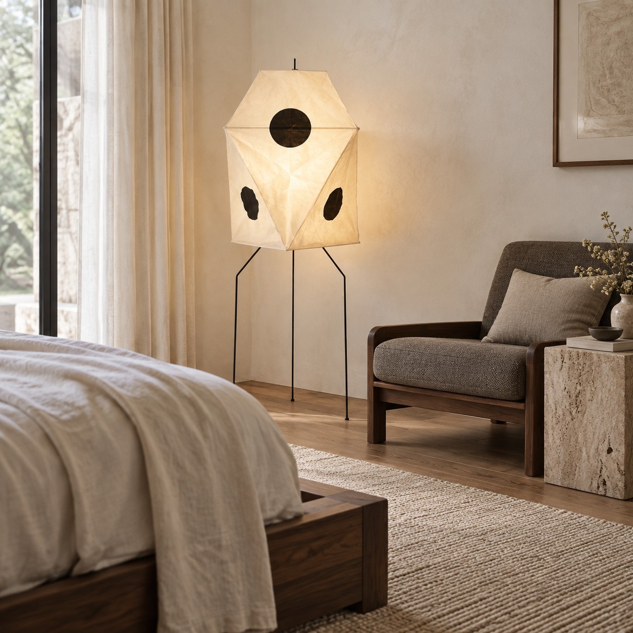 Kiran Minimalist Wabi-sabi Tripod Floor Lamp