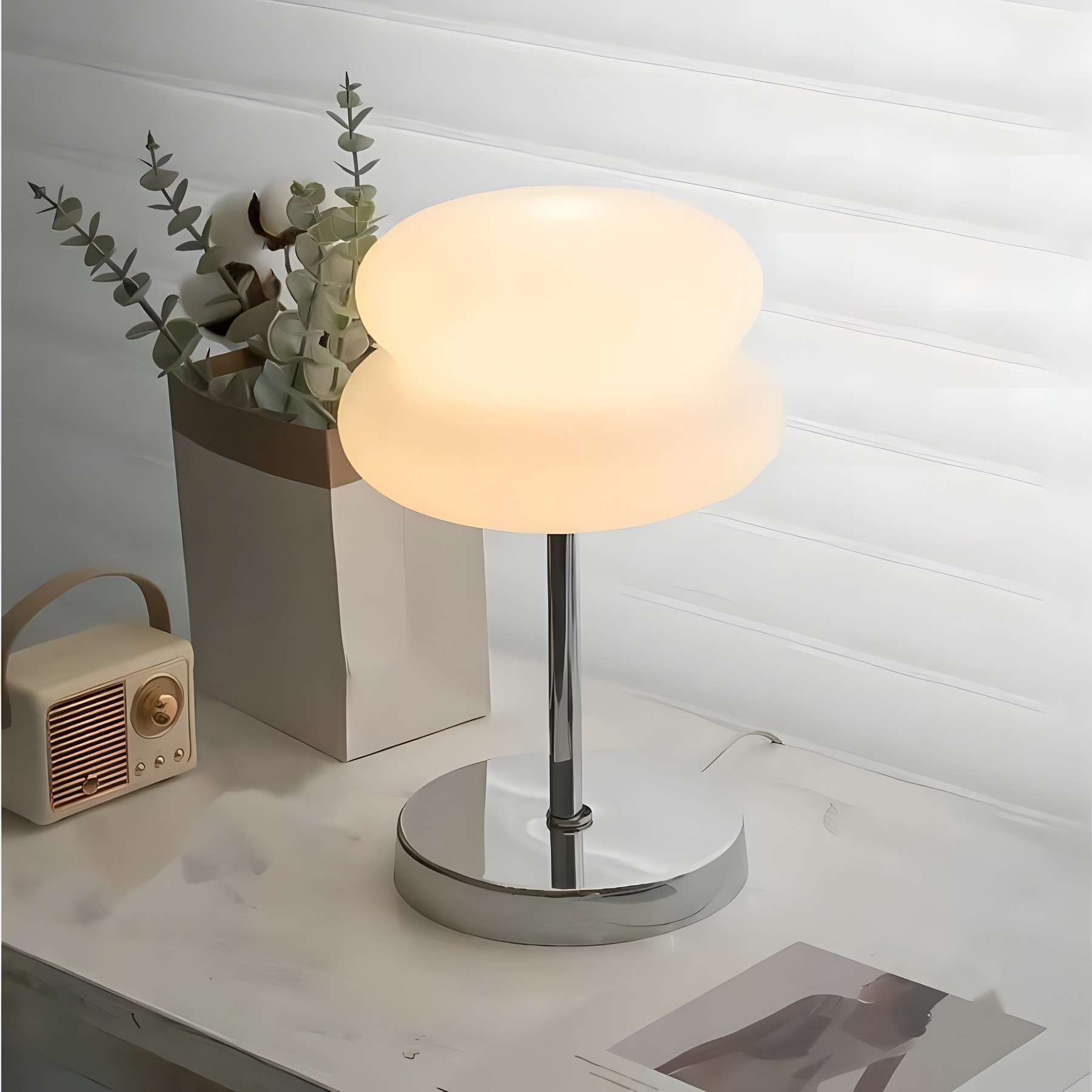 Josie Cream Glass Bauhaus Style Table Lamp