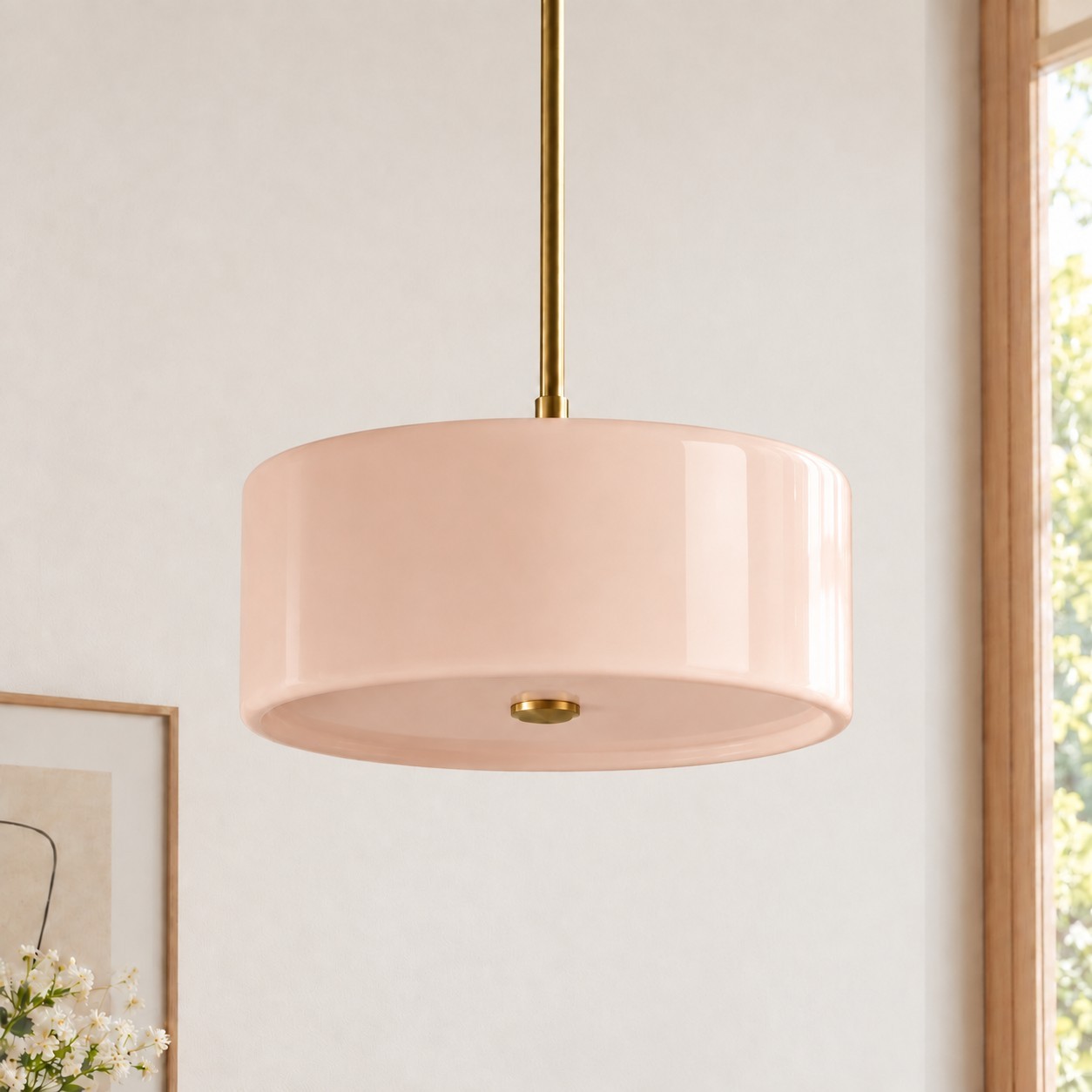 Xavier Modern Glossy Ceramic Drum Pendant Light