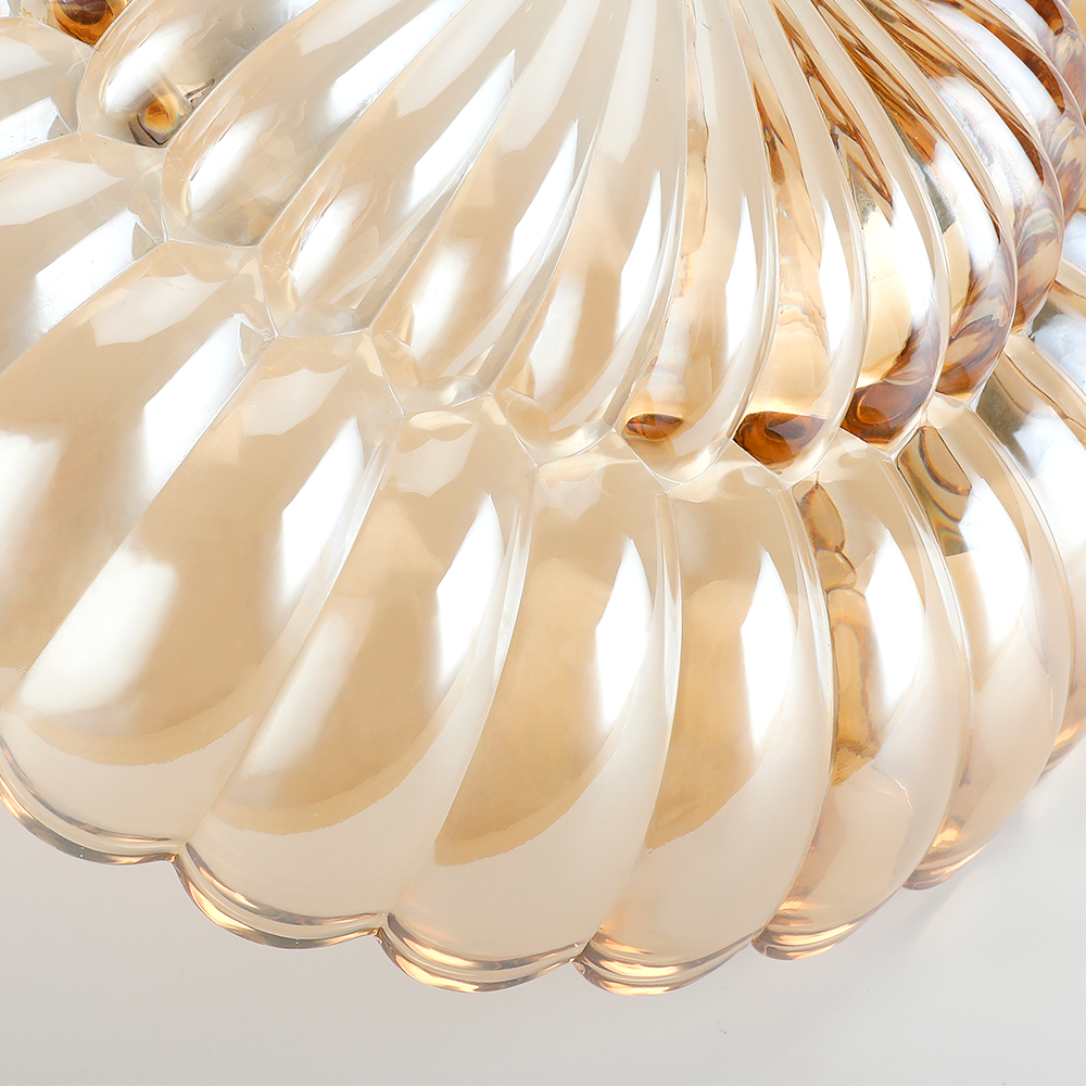 Raveena Vintage Amber Glass Semi Flush Mount Floral Ceiling Light