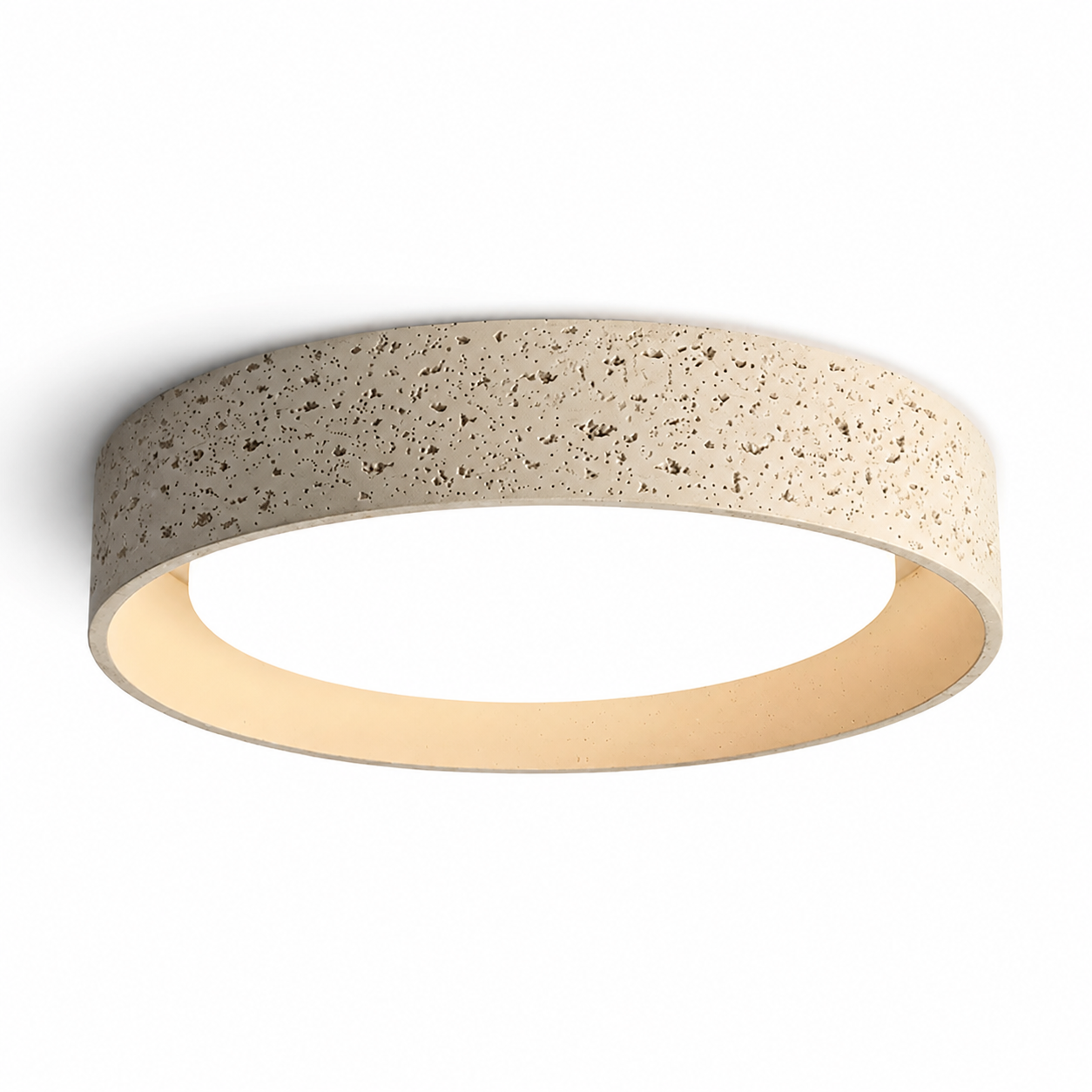Ansel Wabi Sabi LED Travertine Round Flush Mount Ceiling Light