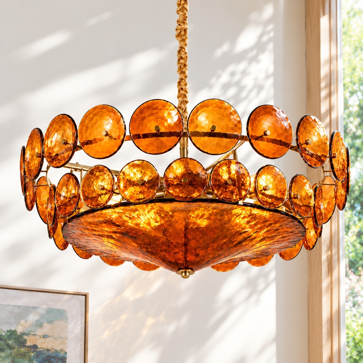 Harold Vintage Design-Forward Color Glass  Chandelier