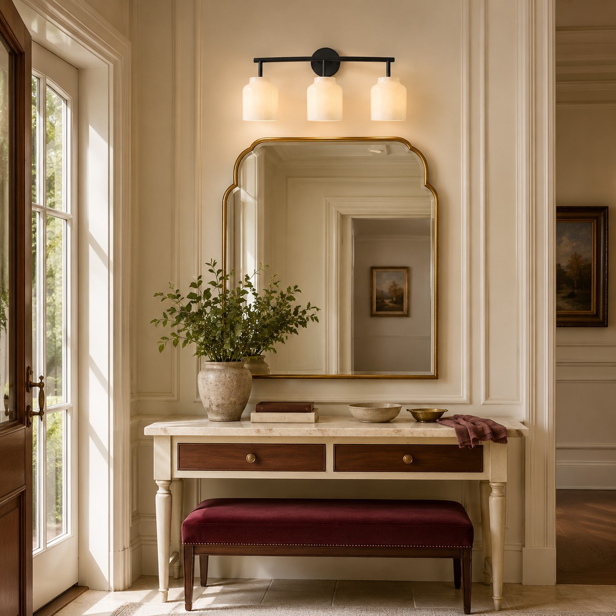 Drilon Modern 3-Light Milk Glass Bathroom Sconce