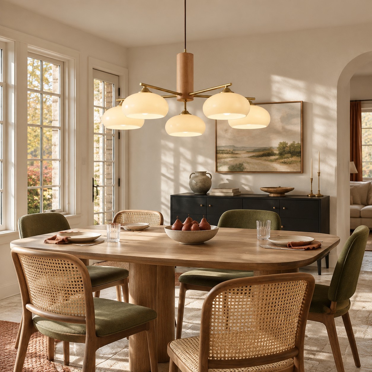 Xanthea Elliptical Persimmon Milk Glass Chandelier