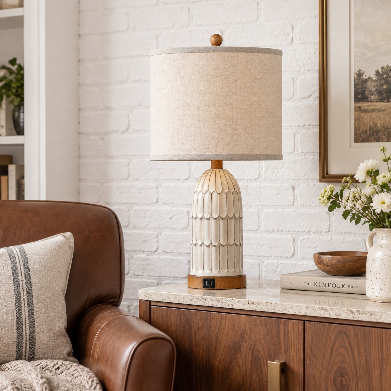 Kaldor Bohemian Style Carving Lamp Frame Touch Bedside Lamp