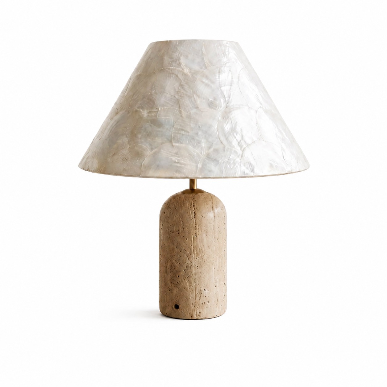 Mirar Wabi Sabi Faux Travertine Conical Shell Shade Table Light
