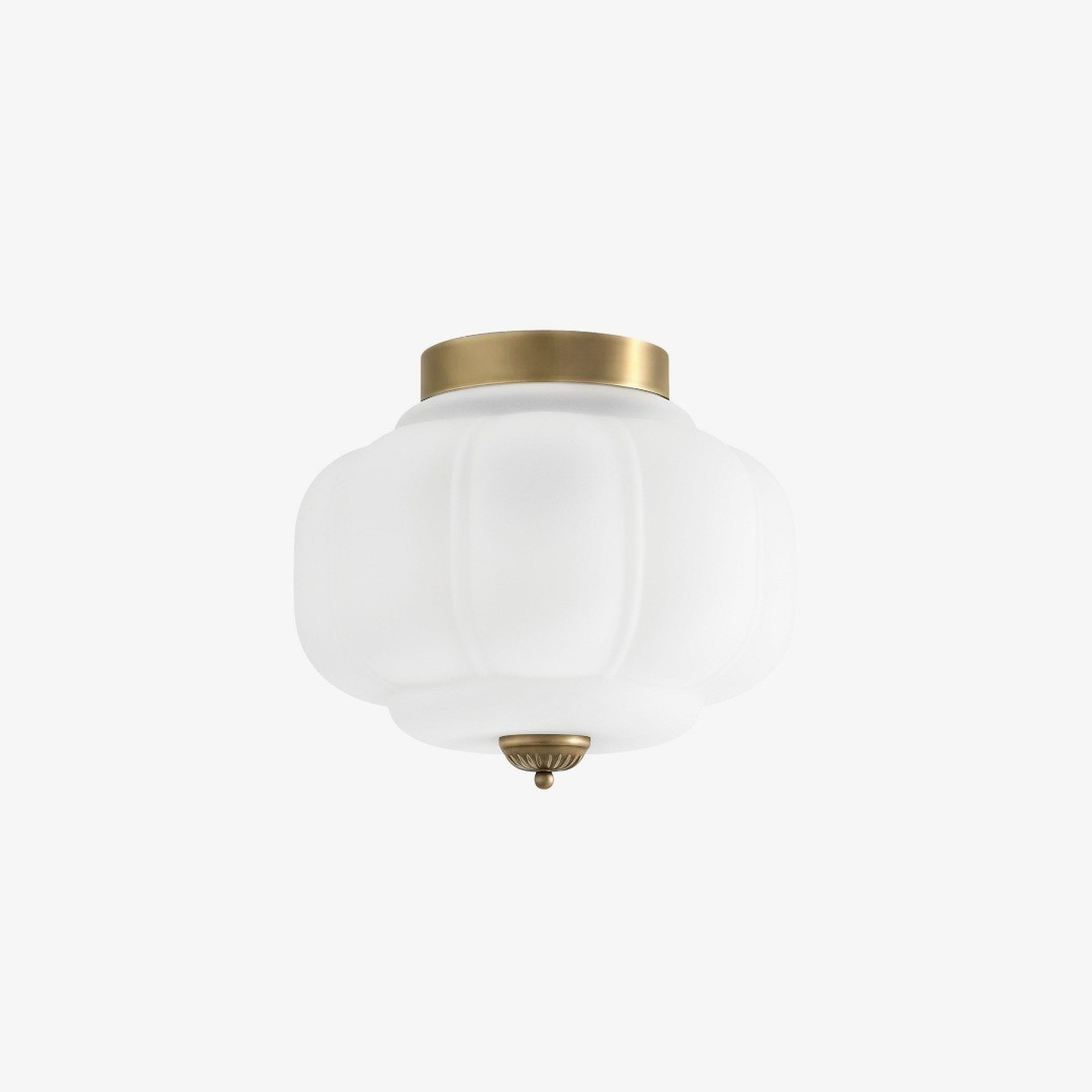 Ozita Retro Milk Glass Semi Flush Mount Eloise Ceiling Light