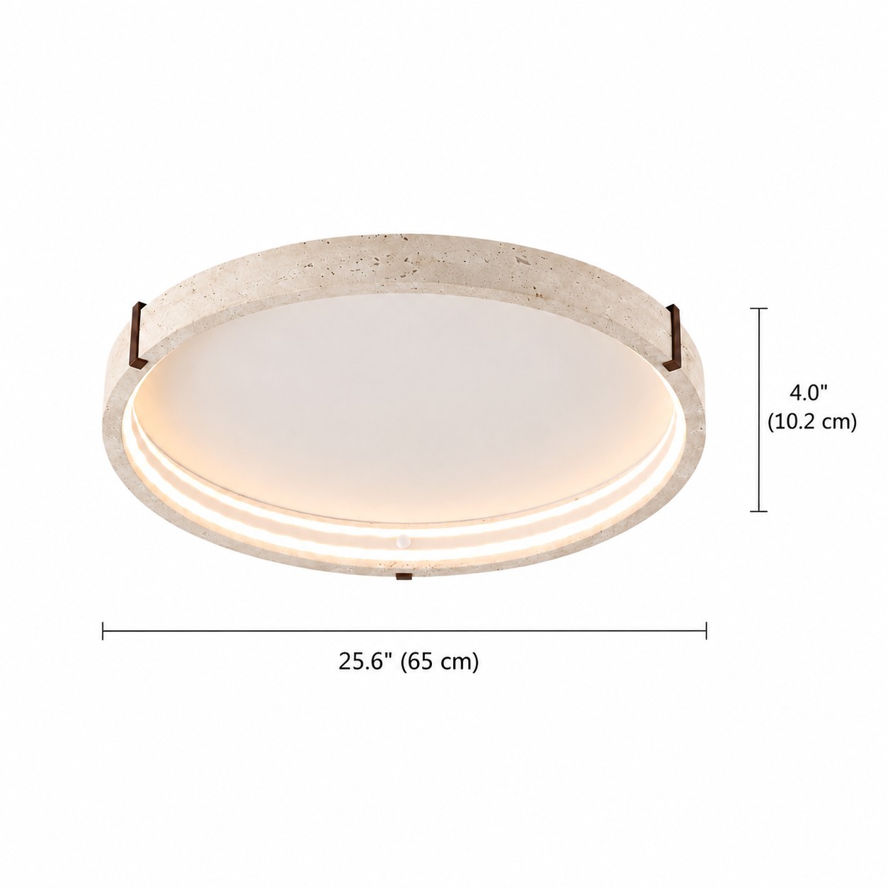Anouk Modern Round Travertine LED Flush Mount Ceiling Light